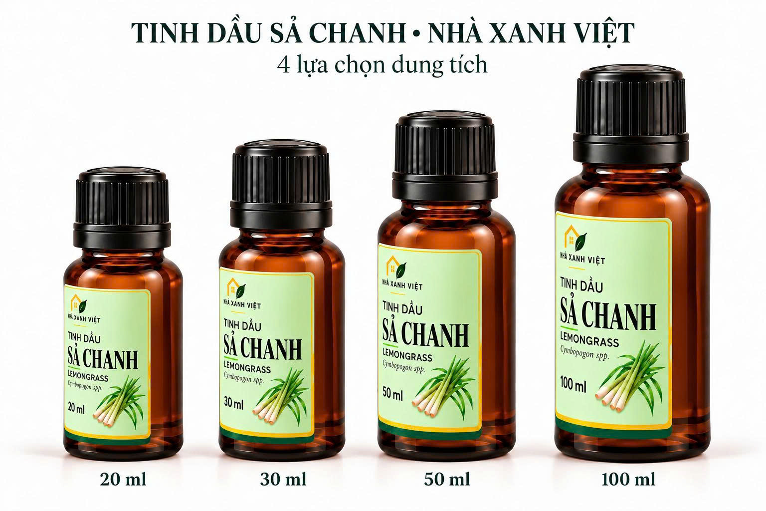Tinh dầu tiêu Nhà Xanh Việt đủ bốn dung tích 20, 30, 50, 100 ml